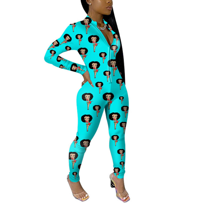Long Sleeve All Over Print Wholesale Women's Jumpsuits And Rompers N3823111500002