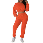Casual Solid Colour Long Sleeve Sweatshirt And Pants Set Wholesale Women'S 2 Piece Sets