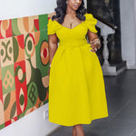 Solid Color Off-Shoulder Dresses With Belt Wholesale Plus Size Womens Clothing N3823112300133