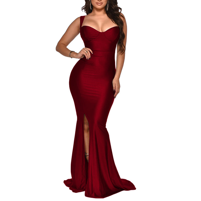 Sling Maxi Dresses Slit Cover Hip Dress Wholesale Womens Clothing N3823103000100