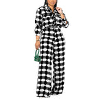 Geometric Pattern Long Sleeve Button Pocket Shirt And Pants Wholesale Womens 2 Piece Sets N3823102000141