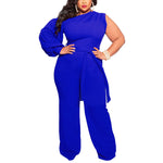 Fashionable One Shoulder Solid Color Wide Leg Pants Wholesale Women'S Jumpsuits And Rompers N3823100900027