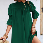 Loose Pleated Doll Trumpet Sleeve Solid Color Dress Wholesale Dresses