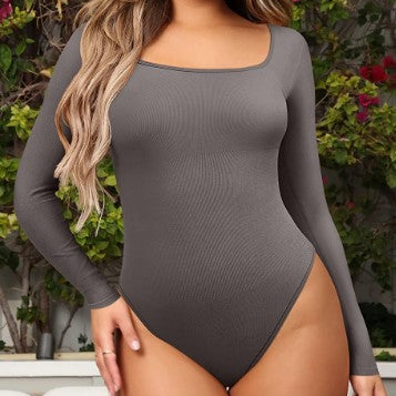 Long Sleeve Square Neck Sexy One-piece Bodysuits Wholesale Womens Clothing N3823112200038