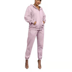 Solid Color Cardigan Hooded Sweatshirt Pants Set Wholesale Womens Clothing N3823103000043