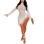 Rhinestone Sexy Hollow Tight Dress Mesh Wholesale Womens Clothing N3823111400043