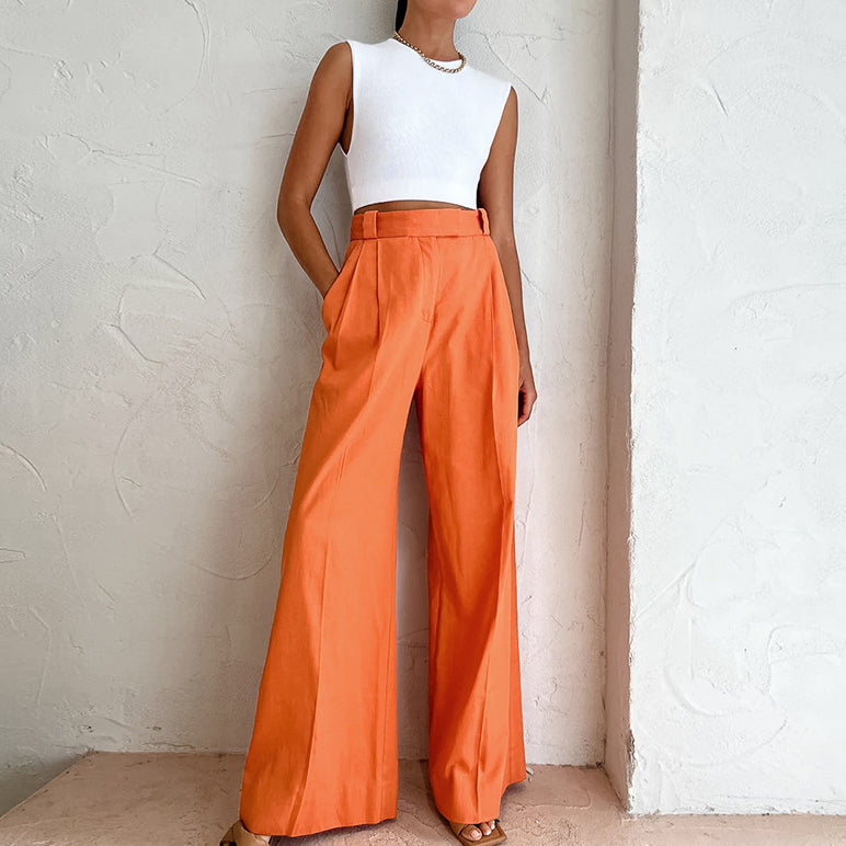 High Waist Loose Drape Casual Wide Leg Pants Wholesale Women'S Bottoms