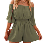 Ruffled Ruffle Off-Shoulder Half-Sleeves Playssuits Wholesale Women'S Clothing