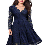 Elegant Lace V-Neck High Waist Big Hem Dress Wholesale Dresses