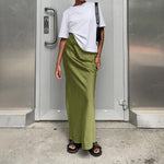 High Waist Solid Color All-Match Satin Casual Skirt Wholesale Women'S Bottoms