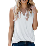 Sleeveless Solid Color V-Neck Commuter Tank Tops Wholesale Women'S Top