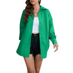 All-Match Solid Color Loose Simple Long-Sleeved Shirt Wholesale Women'S Top