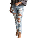 Fashion Hole Frayed Tassel Jeans Wholesale Womens Clothing