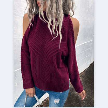 Loose Knitted Solid Color Off-The-Shoulder Casual Sweater Wholesale Women'S Top