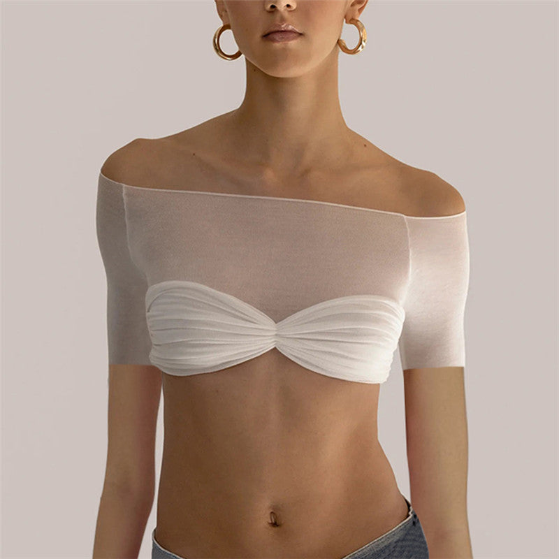 Perspective One Shoulder Slim Short Sleeve Crop Tops Wholesale Women'S Tops