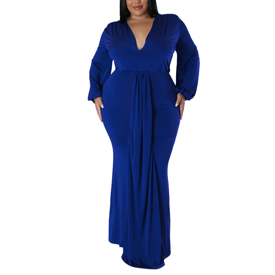 Sexy Irregular V-Neck Dress Wholesale Plus Size Womens Clothing N3823100900054