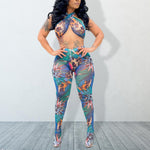 Fashionable Mesh Printed Strap Wrap Pantyhose Set Wholesale Womens Clothing N3823070300273