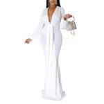 Sexy Slim Deep V-Neck Trail Dress Wholesale Womens Clothing N3823103000106