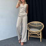 Sleeveless Slim Top Women's Solid Color Pants Two-Piece Set Wholesale Womens Clothing N3823120800038