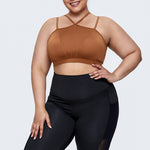 Wholesale Plus Size Womens Clothing Solid Color Back Cross Sport Shockproof Bra Crop Tops