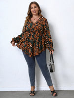 Wholesale Plus Size Womens Clothing Long Sleeve Irregular Leopard Print Top