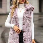 Winter Lapel Sleeveless Casual Bubble Fleece Cardigan Vest Wholesale Womens Clothing N3823111600016