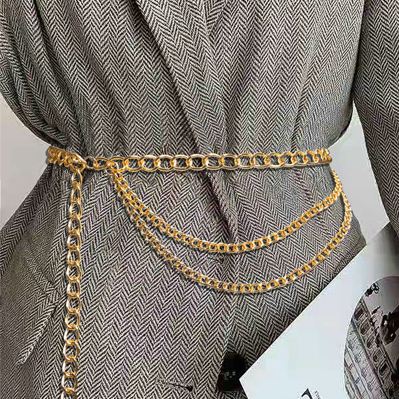 Versatile Fashion Draped Metal Waist Chain Belt Wholesale Women'S Clothing