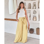 Casual Solid Color Loose Strapped Wide Leg Pants Wholesale Womens Clothing