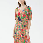 Printed Waist Slim Fit Maxi Dresses Shorts Sleeve Wholesale Womens Clothing N3823082300005
