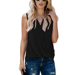 Sleeveless Solid Color V-Neck Commuter Tank Tops Wholesale Women'S Top