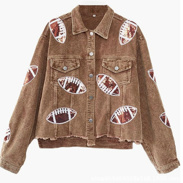 Rugby Sequined Corduroy Jacket Wholesale Womens Clothing N3823092300009