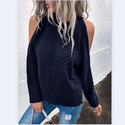 Loose Knitted Solid Color Off-The-Shoulder Casual Sweater Wholesale Women'S Top