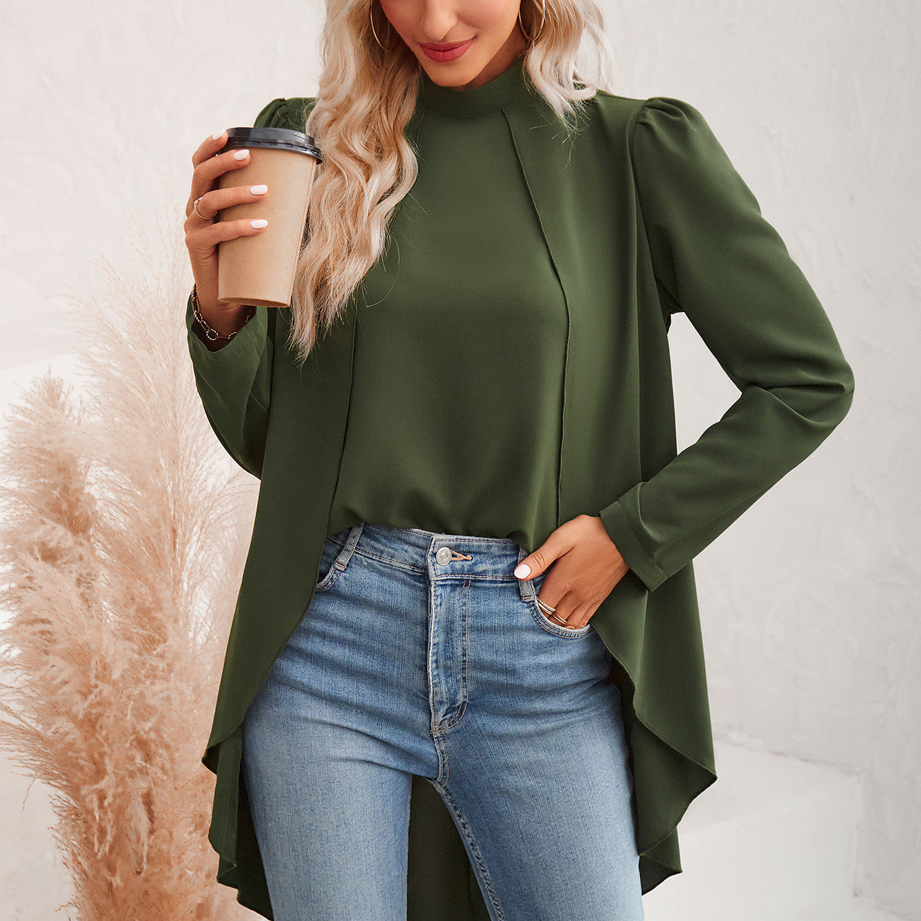 Commute Solid Color Round Neck Long Sleeve Top Wholesale Women'S Top