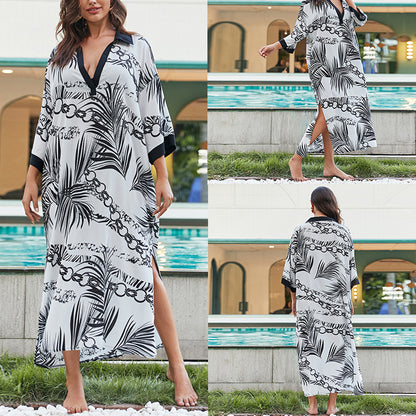 Tie Dye Resort Loose Plus Size Robe Beach Dress Wholesale Womens Clothing N3823112800033