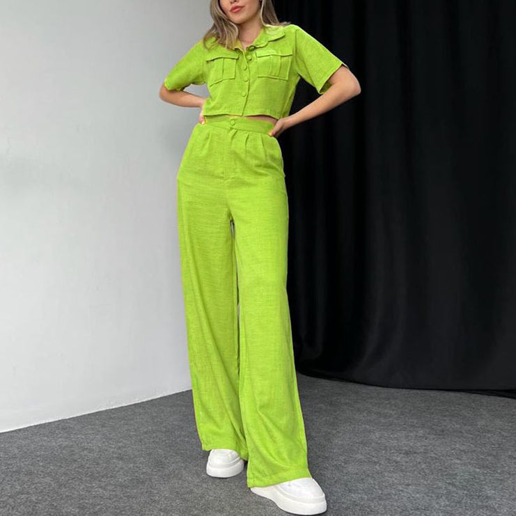 Fashionable Short Sleeve Top & Pants Two Piece Set Wholesale Womens Clothing N3823120800035
