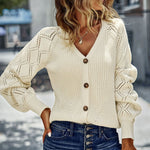 Fashion Long Sleeve V-Neck Cardigan Sweater Jacket Wholesale Womens Tops