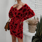 Sexy Long-Sleeved V-Neck Package Hip Knit Dress Wholesale Dresses