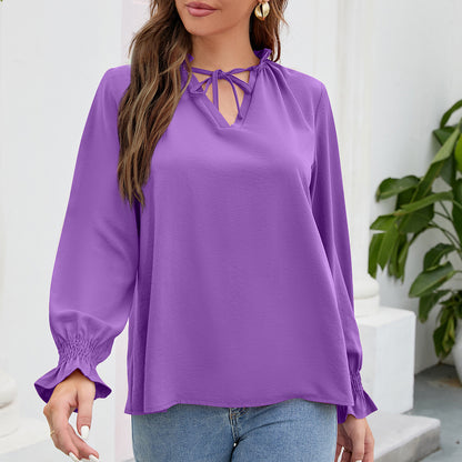 Commuter Long Sleeve Casual Loose Chiffon Top Wholesale Women'S Top