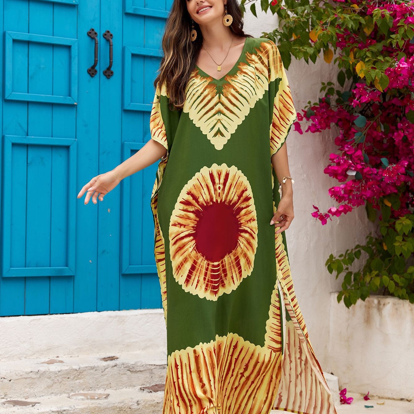 V-Neck Maxi Resort Dress Wholesale Womens Clothing N3823112200063