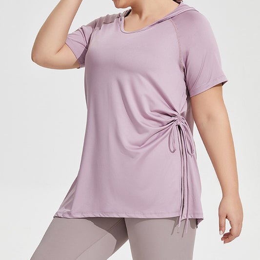 Wholesale Plus Size Womens Clothing Hooded Short-Sleeve Sports Quick-Drying Sports Top