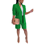 Solid Color Blazer Shorts Two Piece Set Wholesale Womens Clothing N3823111400040