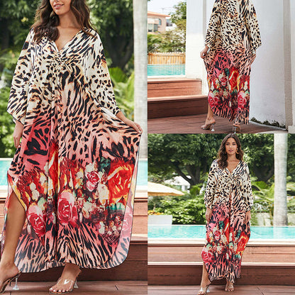 Full Printed Loose Plus Size Beach Dresses Wholesale Womens Clothing N3823112800037