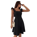 Resort Beach Dresses Flutter Sleeve Square Collar Wholesale Womens Clothing N3824052000067