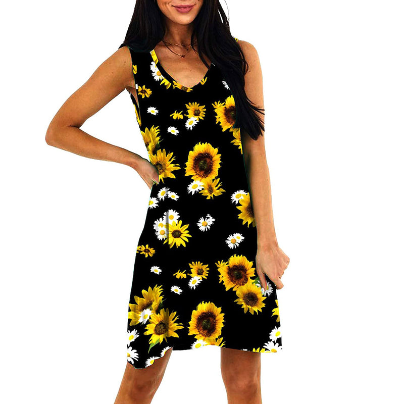 Independence Day Floral Leopard Print Pocket Midi Vest Dress Wholesale Womens Clothing N3824040700296