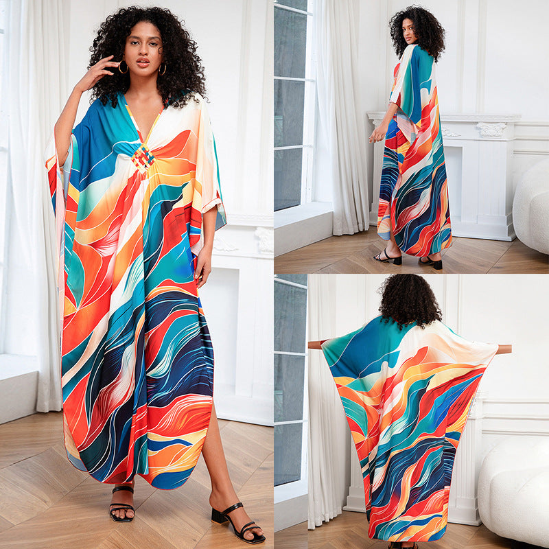 Vacation Loose Plus Size Robe Beach Cover Up Dresses Wholesale Womens Clothing N3824022600100