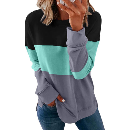 Patchwork Clash Top Drop Shoulder Long Sleeve Casual Pullover Sweatshirt Wholesale Womens Tops N3824091200004