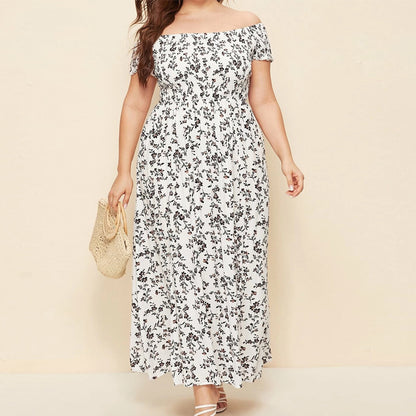 Plus Size Casual Bohemian Printed Strapless Split Dresses Wholesale Plus Size Womens Clothing N3824052500005