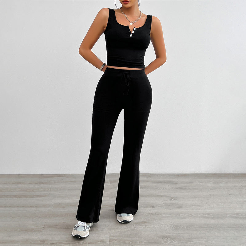Casual Solid Color Slim Fit Vest Set Wholesale Womens Clothing N3824042900035
