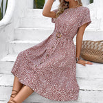 Retro Women's Round Neck Floral Dresses Wholesale Womens Clothing N3824022600085