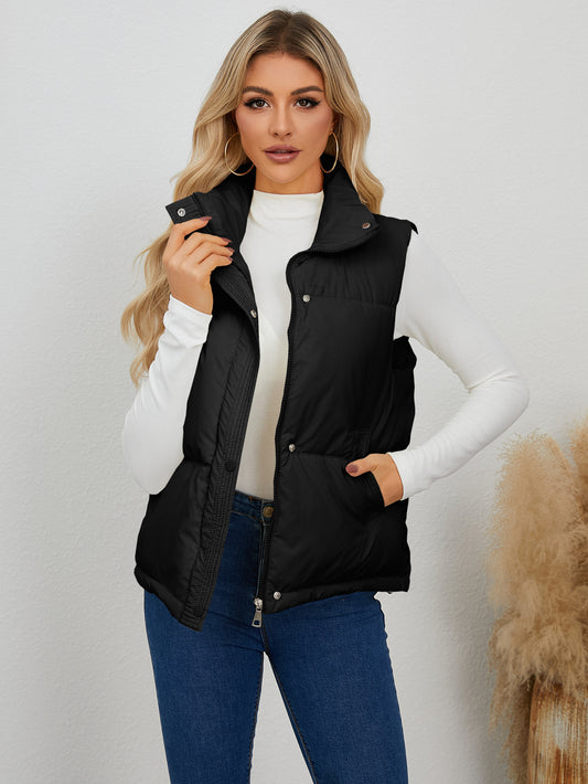 Padded Stand Collar Cropped Vest Jacket Wholesale Womens Clothing N3824110900057